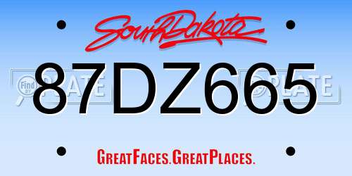 87DZ665 South Dakota License Plate