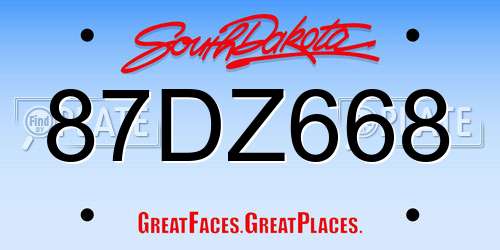 87DZ668 South Dakota License Plate