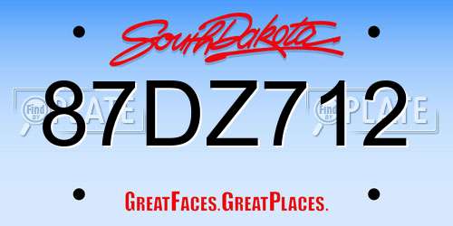 87DZ712 South Dakota License Plate