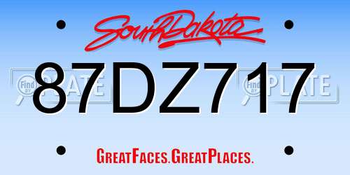 87DZ717 South Dakota License Plate