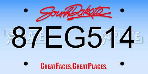 87EG514 South Dakota License Plate