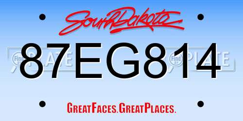 87EG814 South Dakota License Plate
