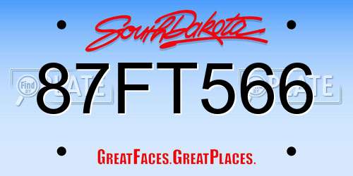 87FT566 South Dakota License Plate