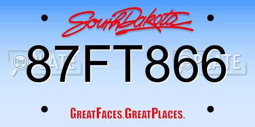 87FT866 South Dakota License Plate