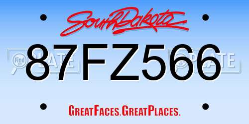 87FZ566 South Dakota License Plate