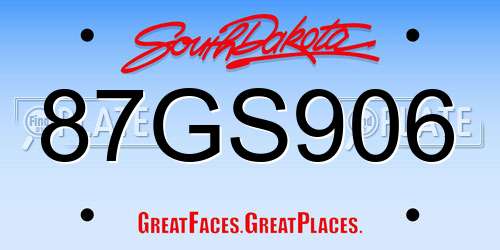 87GS906 South Dakota License Plate