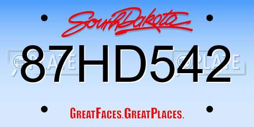 87HD542 South Dakota License Plate