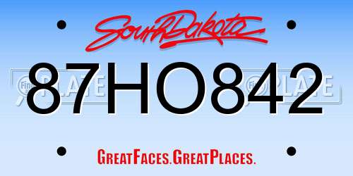 87HO842 South Dakota License Plate