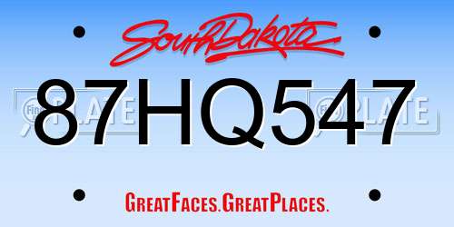 87HQ547 South Dakota License Plate
