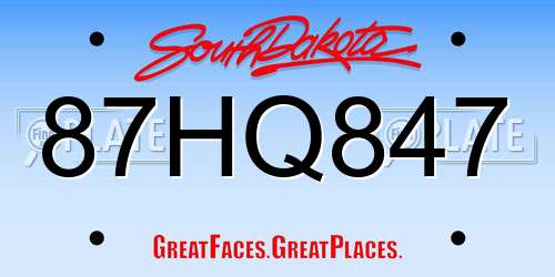 87HQ847 South Dakota License Plate