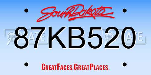 87KB520 South Dakota License Plate