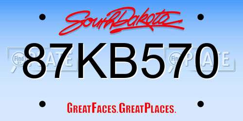 87KB570 South Dakota License Plate
