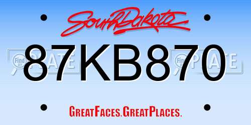 87KB870 South Dakota License Plate