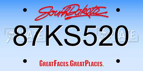 87KS520 South Dakota License Plate