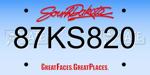 87KS820 South Dakota License Plate