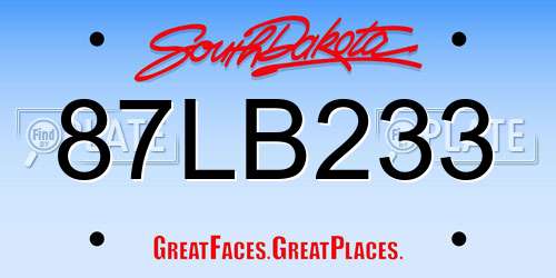 87LB233 South Dakota License Plate