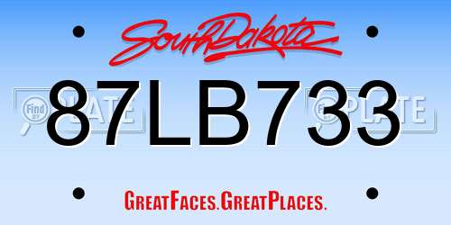 87LB733 South Dakota License Plate