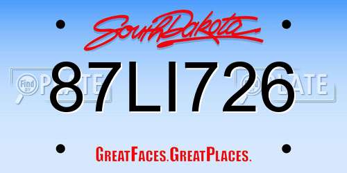 87LI726 South Dakota License Plate