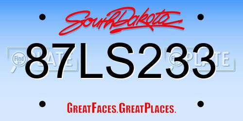 87LS233 South Dakota License Plate