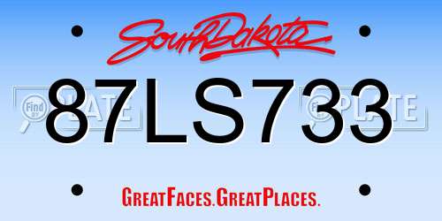 87LS733 South Dakota License Plate
