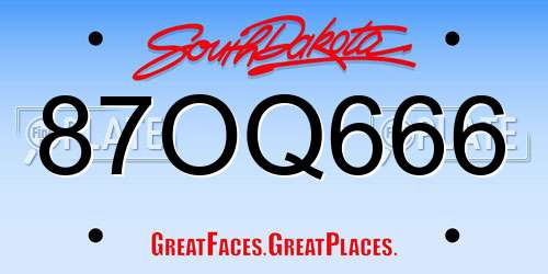 87OQ666 South Dakota License Plate