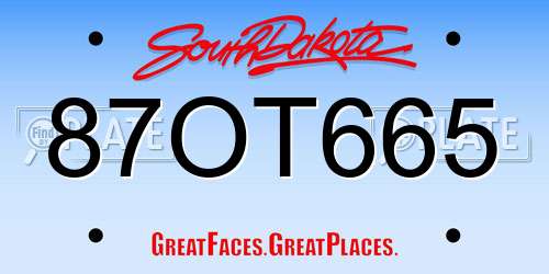 87OT665 South Dakota License Plate