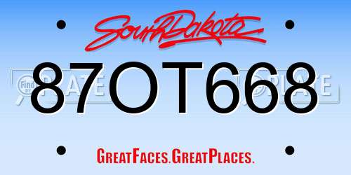 87OT668 South Dakota License Plate