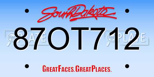 87OT712 South Dakota License Plate