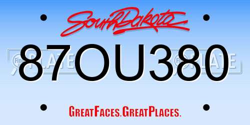 87OU380 South Dakota License Plate