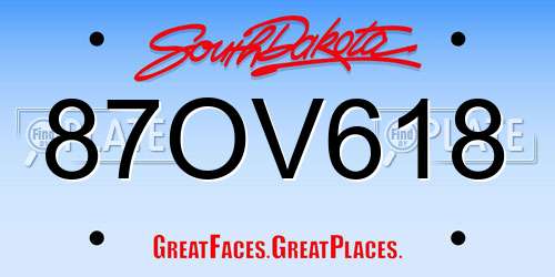 87OV618 South Dakota License Plate