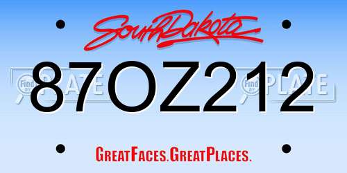 87OZ212 South Dakota License Plate