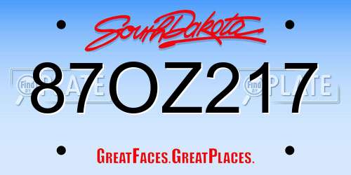 87OZ217 South Dakota License Plate