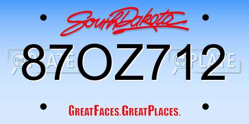 87OZ712 South Dakota License Plate