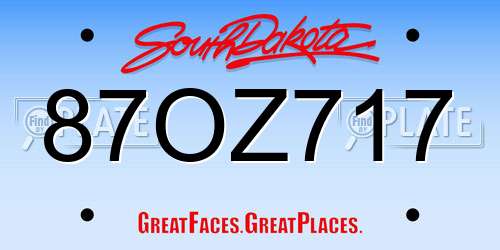 87OZ717 South Dakota License Plate