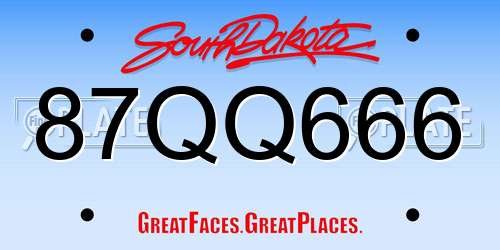 87QQ666 South Dakota License Plate