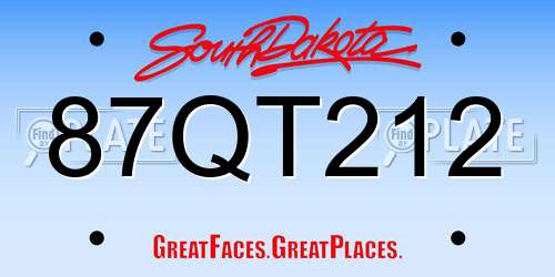 87QT212 South Dakota License Plate