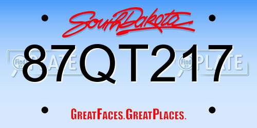 87QT217 South Dakota License Plate