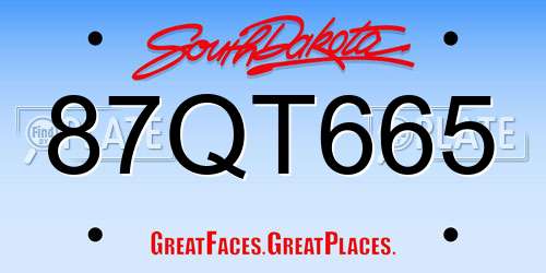 87QT665 South Dakota License Plate