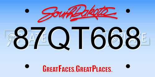 87QT668 South Dakota License Plate