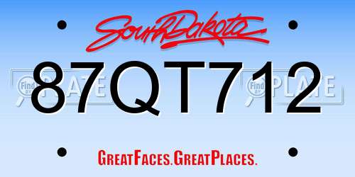 87QT712 South Dakota License Plate