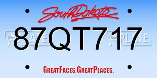 87QT717 South Dakota License Plate