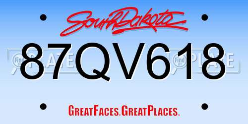 87QV618 South Dakota License Plate