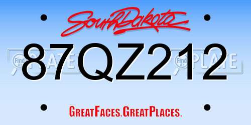 87QZ212 South Dakota License Plate
