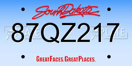 87QZ217 South Dakota License Plate