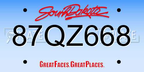 87QZ668 South Dakota License Plate