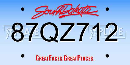 87QZ712 South Dakota License Plate