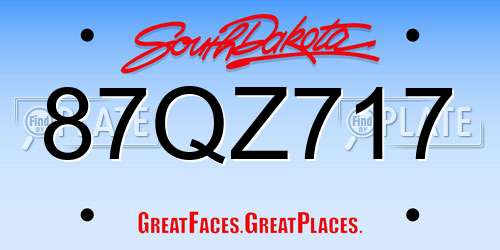 87QZ717 South Dakota License Plate