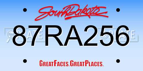 87RA256 South Dakota License Plate