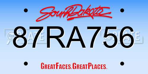 87RA756 South Dakota License Plate