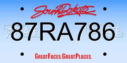 87RA786 South Dakota License Plate